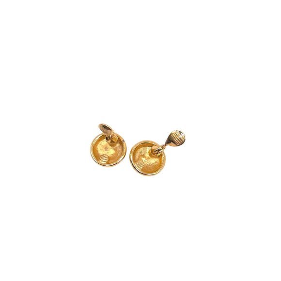 Monet Gold-Tone Swirl Clip-On Earrings Vintage Jewelry - Picture 5 of 6